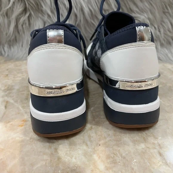 Michael Kors Liv Trainer Wedge Sneaker Women’s Blue (HJ22A. NEW - Picture 6 of 11